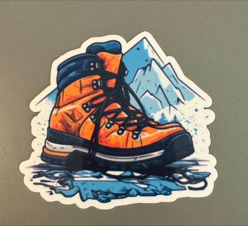Hiking Boot with Mountain Landscape